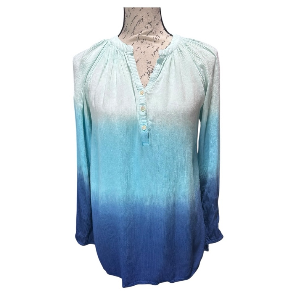 Lilly Pulitzer Elsa Blue Ombre Long Sleeve Blouse Size Small